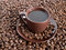 Free Cup Of Coffee Surrounded By Coffee Beans Royalty Free Stock Photography - 8487187