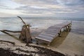 Free A Fallen Palm And Pier At Sunset Royalty Free Stock Photos - 8512658