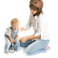 Free Mother And Child Toy And Bicycle Royalty Free Stock Image - 8519086