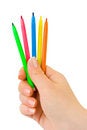 Free Hand With Multicolored Pens Royalty Free Stock Photography - 8528007