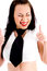 Free Fashionable Gorgeous Female Showing Thumbs Up Royalty Free Stock Image - 8573246