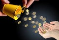 Free Coins Falling To Hands. Royalty Free Stock Image - 8607266