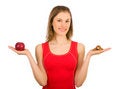 Free Girl With Apple With Chocolate. Isolted On White Stock Image - 8607751