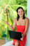Free Smiling Beautiful Young Woman With Laptop Stock Photo - 8613780