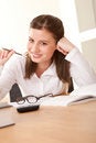 Free Student Series - Brunette Writing Homework Royalty Free Stock Image - 8746896