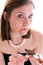 Free Woman Eating A Chocolate Bar Stock Photo - 8746710