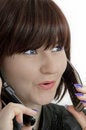 Free Young Beautiful Woman Using Call Two Phones Royalty Free Stock Photos - 8857998
