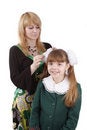 Free Mother Is Helping Daughter Prepare To School. Stock Photos - 8858723