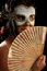 Free Young Brunette With Venetian Mask And Spanish Fan Stock Images - 8880094