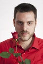 Free Man In Red Shirt With Red Rose Stock Photos - 8925023
