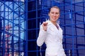 Free Business Women In White With Keys Stock Photo - 8949810