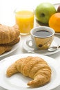 Free Continental Breakfast Of Coffee And Croissants Stock Images - 8952884