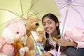 Free Girl Gives Protection To Toy Stock Images - 8972154