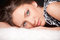 Free Portrait Of Brown-haired Girl Laying On White Fell Royalty Free Stock Images - 9263649