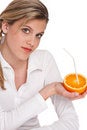 Free Healthy Lifestyle Series - Woman Showing Orange Stock Photo - 9272100