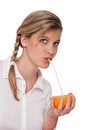 Free Healthy Lifestyle Series - Woman Drinking Orange Royalty Free Stock Photography - 9272107