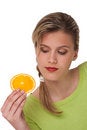 Free Healthy Lifestyle Series - Woman Holding Orange Royalty Free Stock Photos - 9272168