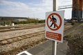 Free  Do Not Pass This Point  Sign On Railway Platform Royalty Free Stock Photo - 934255
