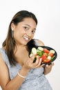 Free Girl Eating Salad Royalty Free Stock Images - 9303199