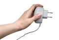 Free Grey Plug In Female Hand Stock Image - 9347911
