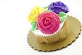 Free Cupcake Decorated With Frosting Roses Stock Images - 9361534