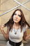 Free Woman Posing By Scaffolding Royalty Free Stock Photo - 9366435