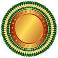 Free Big Bronze Medal With Stars And Green Ribbons Royalty Free Stock Photography - 9390207