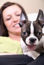 Free Woman With Boston Terrier Royalty Free Stock Photography - 9407747