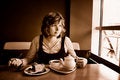 Free Lonely Girl Lunch Stock Photography - 9410442