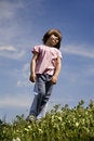 Free Yawn Of Little Girl And The Sky Royalty Free Stock Photo - 9411235