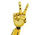 Free Golden Robotic Hand Showing Victory Stock Photography - 9476602