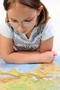 Free Girl Exploring The Map Of Eurasia Stock Image - 9788431