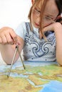 Free Girl Exploring The Map Of Eurasia Royalty Free Stock Photography - 9788437