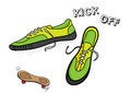 Free Green Trainers With Skateboard Stock Images - 9803734