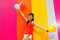 Free Young Asian Woman Holding Balloons Stock Photo - 9801120
