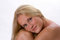 Free Beautiful Blonde Woman Head On Knees Stock Image - 991931