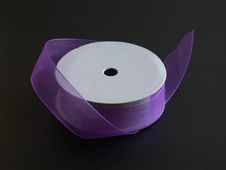 Purple Ribbon On A Black Background III Royalty Free Stock Image
