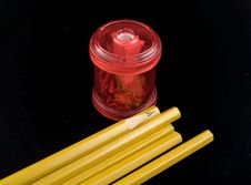 Pencils And Sharpener Royalty Free Stock Photo