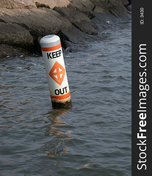 Boating buoy identifying unsafe waters - danger, keep out! Lots of potential uses...