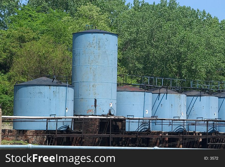 series of storage tanks in an industrial area of Cleveland