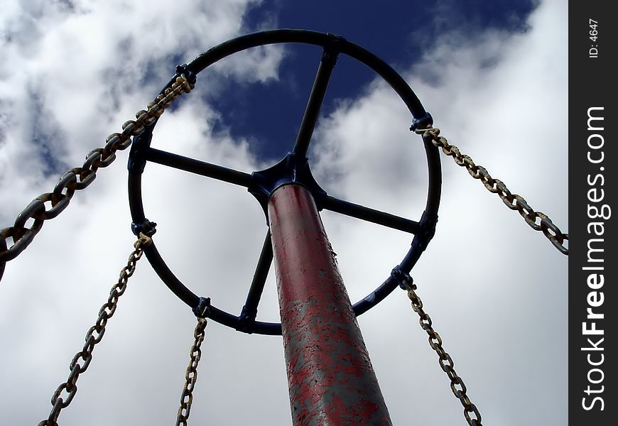 Abstract Metal Object used at the playground to swing off of