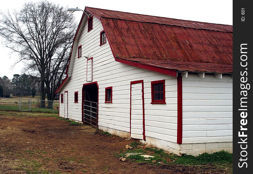 Barn for boarding horses on a horse farm. Barn for boarding horses on a horse farm