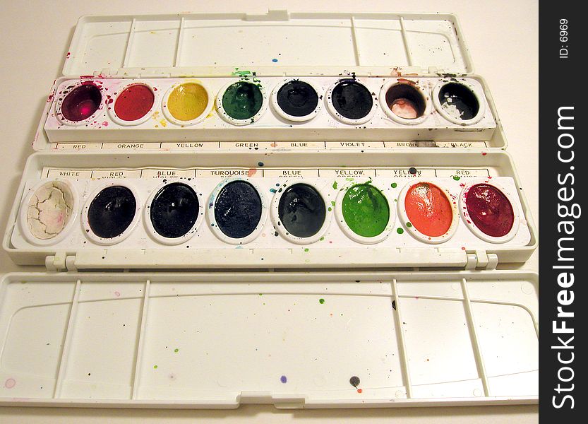 My watercolor set - it's obviously seen some use. My watercolor set - it's obviously seen some use.