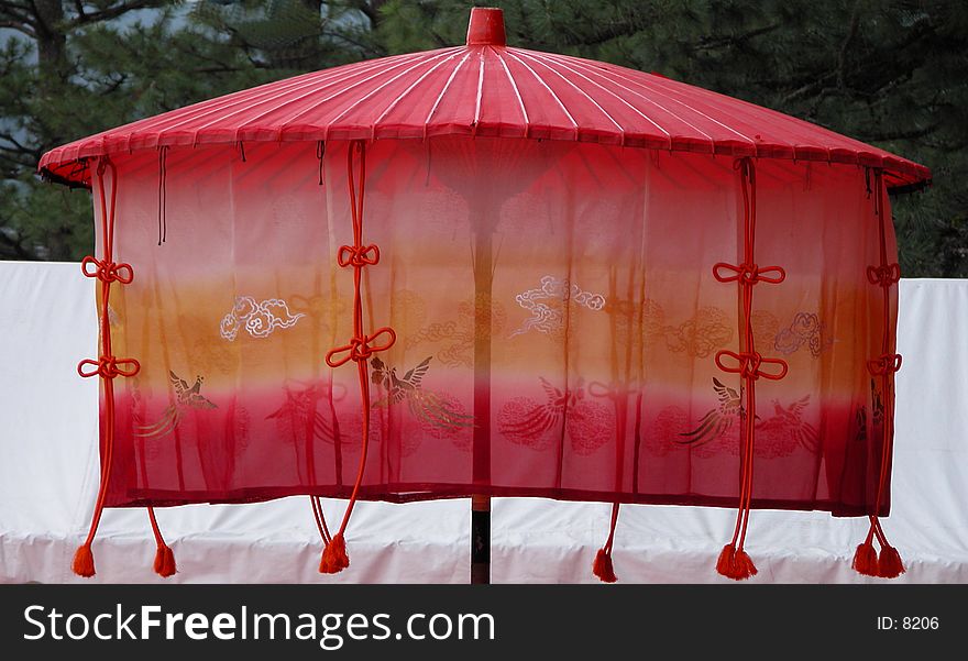 A festive Japanese style umbrella. A festive Japanese style umbrella