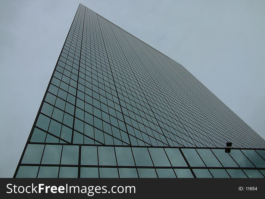 A view looking up, at the Hancock tower in Boston. A view looking up, at the Hancock tower in Boston