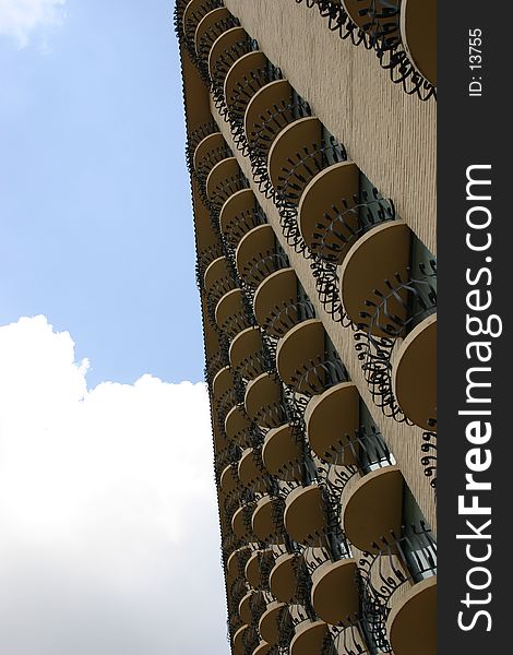 An interesting architectural structure, with individual room balconies for each hotel room. An interesting architectural structure, with individual room balconies for each hotel room.