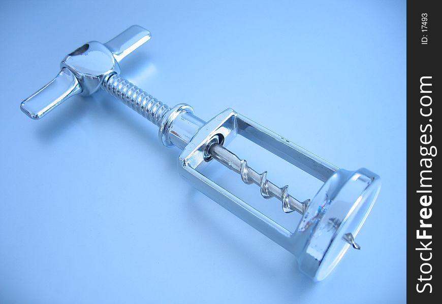 Closeup of a metallic corkscrew. Closeup of a metallic corkscrew.