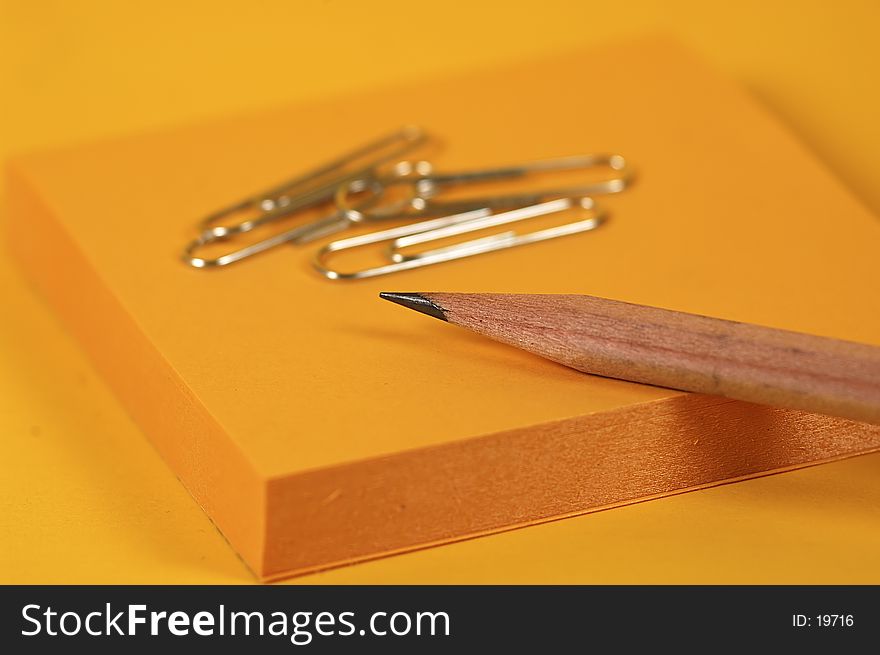 Photo of Pencil, Paperclips and Paper. Photo of Pencil, Paperclips and Paper.