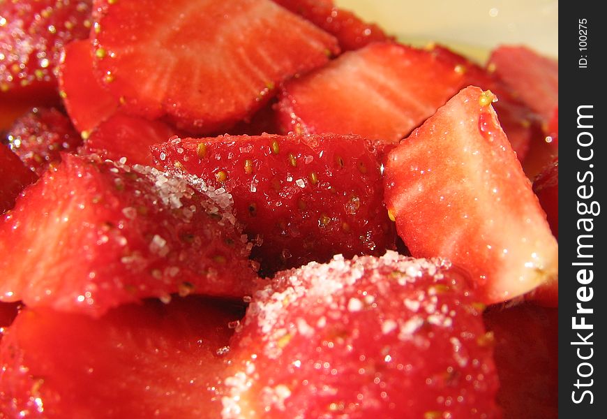 Sliced strawberries with orange juice and sugar. Sliced strawberries with orange juice and sugar