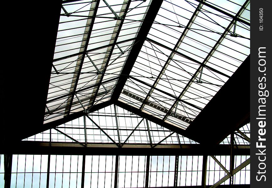 This is a close up view of the interior roof in Waterloo Train Station. This is a close up view of the interior roof in Waterloo Train Station.